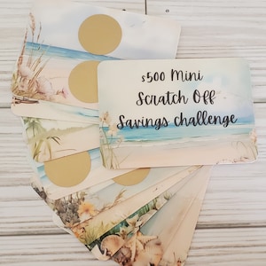 Mini Beach scratch off savings challenge//savings challenge//budgeting//500 dollar savings challenge//scratch off