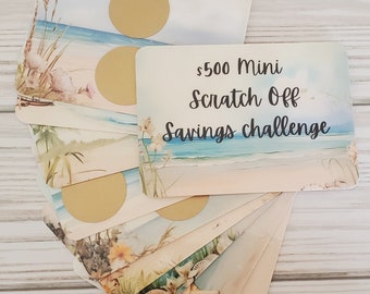 Mini Beach scratch off savings challenge//savings challenge//budgeting//500 dollar savings challenge//scratch off