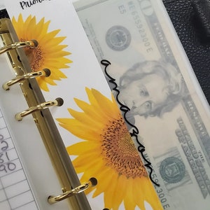 Sunflower A6 Binder bookmarks/Low priority//High Priority//Savings challenge//Budgeting//Dashboard