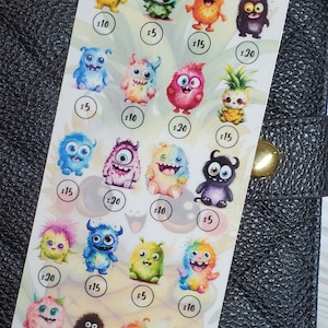 250-dollar monster savings challenge//savings challenge//budgeting challenge//A6 size//Savings tracker//laminated insert//cash envelope