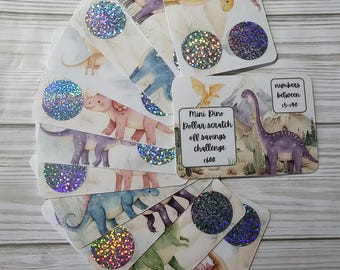 Mini Dino scratch off challenge//Savings challenge//budget//cash stuffing//scratch off//min savings challenge