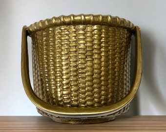 Battente per porta vintage in ottone a forma di cestino, battente per porta in stile antico, ferramenta rustica per porte da fattoria, battente decorativo per porta d'ingresso
