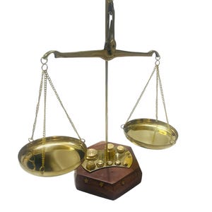 Small Brass Balance Scale: Jewelry Weight, Justice Law Decor