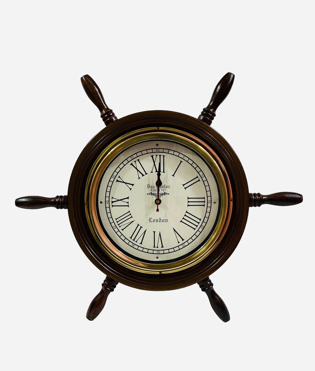 18'' Nautical Wooden Ship Wheel Clock Wall Clock Maritime Wooden Clock