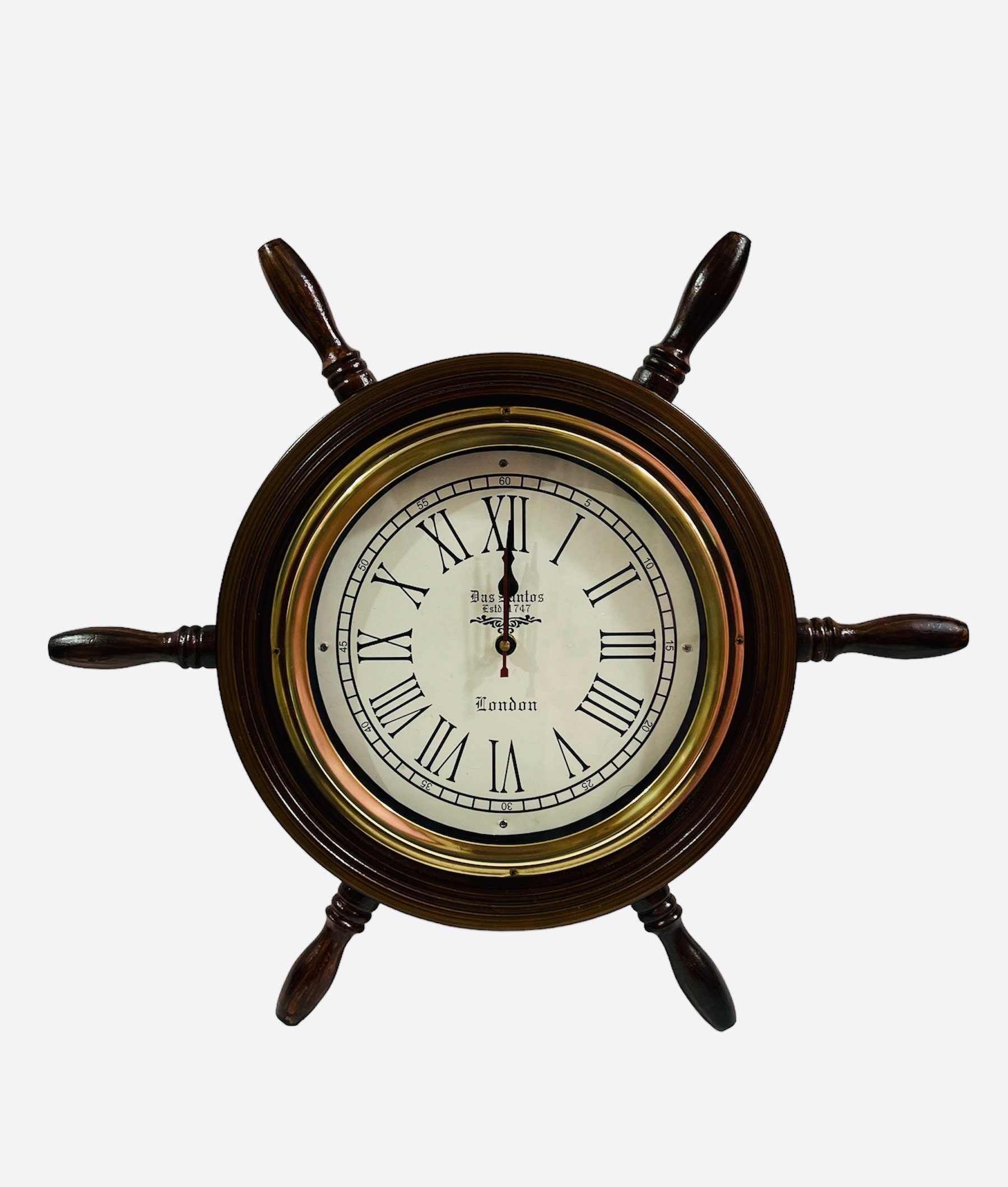 Porthole Ship Wheel Wall Clock Working Condition 18 Inches 