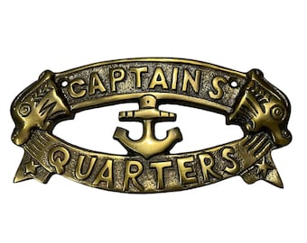 Brass Captain’s Quarters Sign – Nautical Decor, Maritime Door Plaque