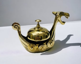 Brass Dragon Ship Bell: Nautical Tabletop Calling Bell