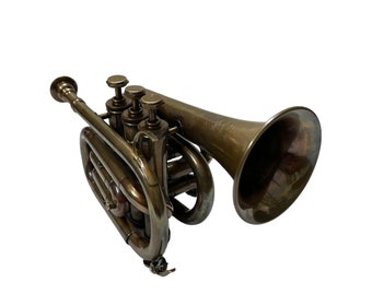 Nautical Brass Trumpet, Student Bugle Trumpet, 3 Valve Mouthpiece, Musical Horn Trumpet, Tabletop Decor, Best For Gift