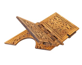 Wooden Book Stand V Quran Stand Reading on Table