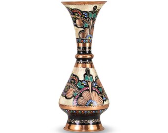 トルコ 銅製 花瓶 手作り 手作りの銅製花瓶、伝統的なデザインの銅製花瓶、トルコの銅製の家庭