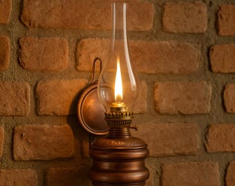 Antique Style Copper Oil Lamp Wall Hanging Kerosene Lamp