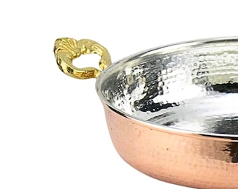 100% Copper Pan Set of 5 Pure THICK Copper Pan with Brass Double Handles