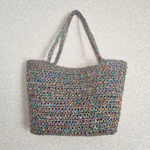 Bolso de rafia de crochet hecho a mano: bolso grande de paja multicolor