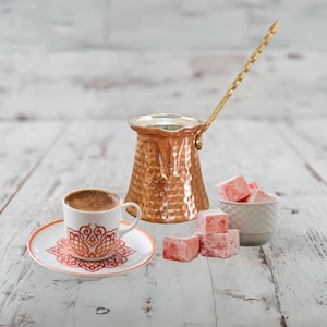 Copper Coffee Pot Jezve Turkish Coffee Maker with Brass Handle