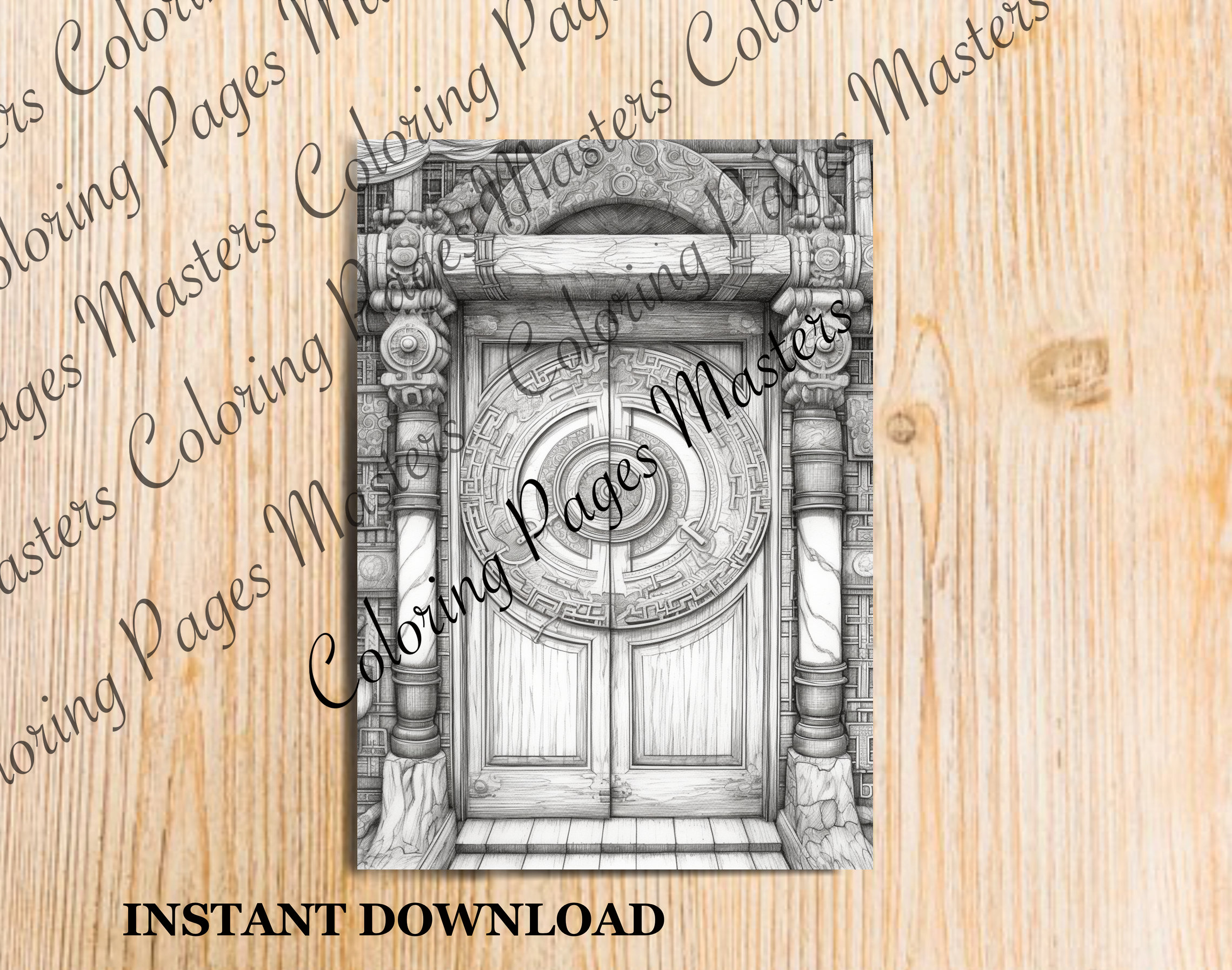 Elegant Doors Coloring Page Book for Adults and Kids-instant Download ...