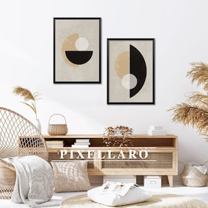 Minimal Circle Bundle of 2 Printable Art | Japandi & Wabi Sabi Wall Art, Modern Print Set, Scandinavian Poster Set | Digital Download