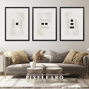 Abstract Set of 3 Printable Art | Japandi Gallery, Black White Art Print, Minimalist Print Set, Scandinavian Poster Set | Digital Download