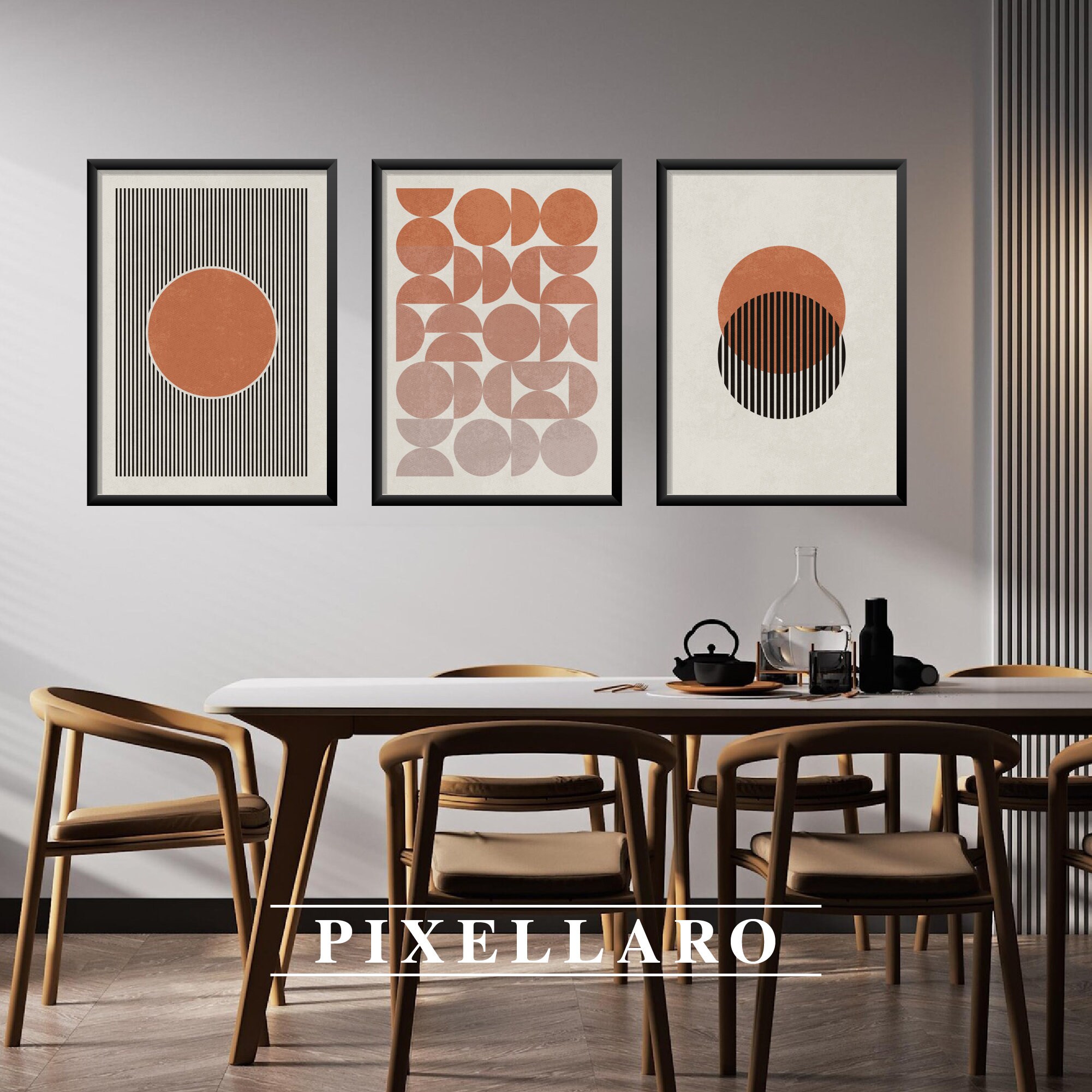 Bauhaus Japandi Terracotta Abstract Print Set (digital Download
