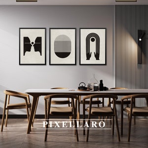 Bauhaus Human Connection Set of 3 Printable Art | Japandi & Wabi Sabi Wall Art, Boho Print Set, Scandinavian Poster Set, Black and White