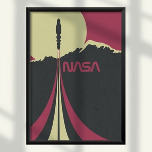 NASA inspired Rocket Vintage Printable Art | NASA Wall Art, Space wall art, NASA Poster | Digital Download
