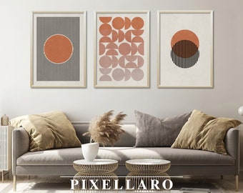 Bauhaus Japandi Terracotta Abstract Print Set (digital Download