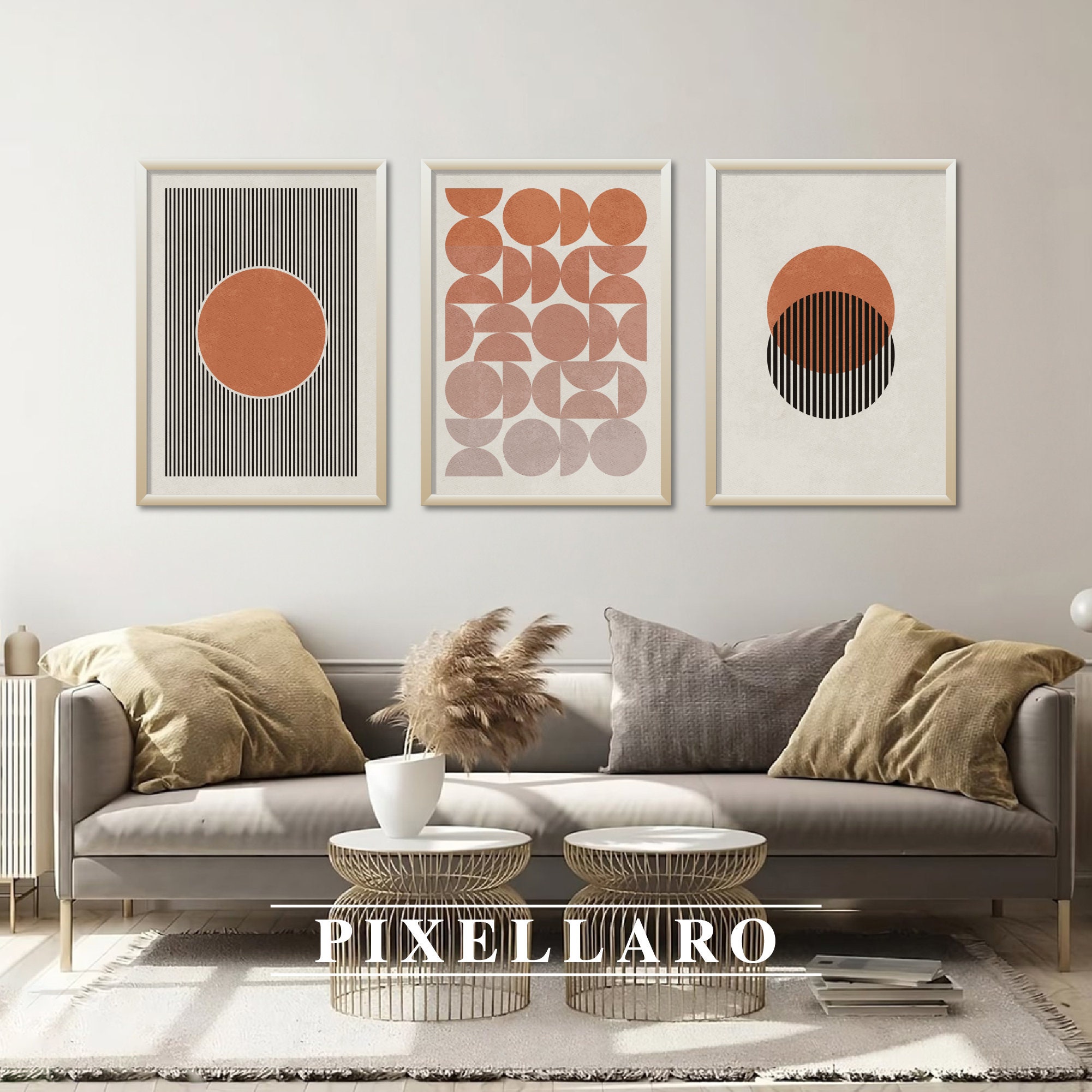 Bauhaus Japandi Terracotta Abstract Print Set (digital Download