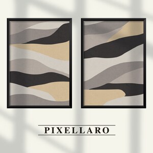Abstract Mid Century Bundle - Set of 2 wall art | Japandi & Wabi Sabi Wall Art, Modern Print Set, Scandinavian Poster Set | Digital Download
