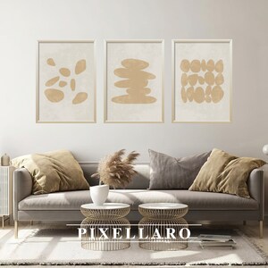 Japandi Pebble Print Set: Neutral Wabi Sabi Wall Art (Digital Download)