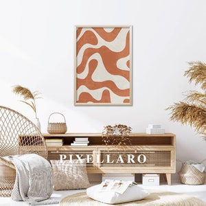 Japandi Terracotta Abstract Wavy Lines Wall Art | Japandi & Wabi Sabi Wall Art, Modern Print Set, Scandinavian Poster Set | Digital Download