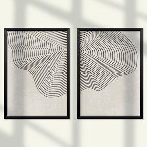 Japandi Abstract Lines Bundle of 2 Printable Art, Japandi & Wabi Sabi Wall Art, Modern Print Set, Scandinavian Poster Set | Digital Download