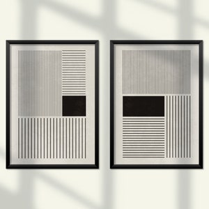 Neutral Lines Bundle of 2 Printable Art | Japandi & Wabi Sabi Wall Art, Modern Print Set, Scandinavian Poster Set | Digital Download
