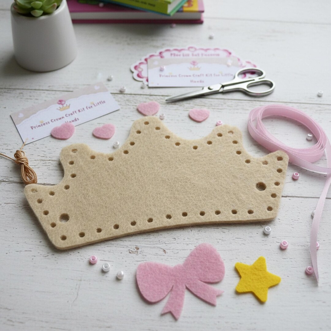 DIY Princess Crown Sewing Kit for Kids - Handmade Felt Tiara Craft Set ...