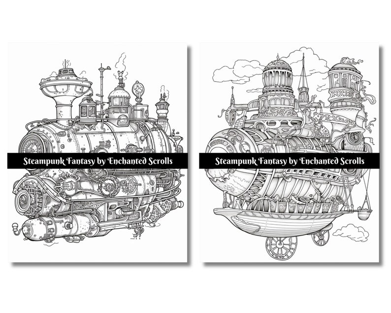 Steampunk Coloring Pages: Adult Coloring Book by - Etsy