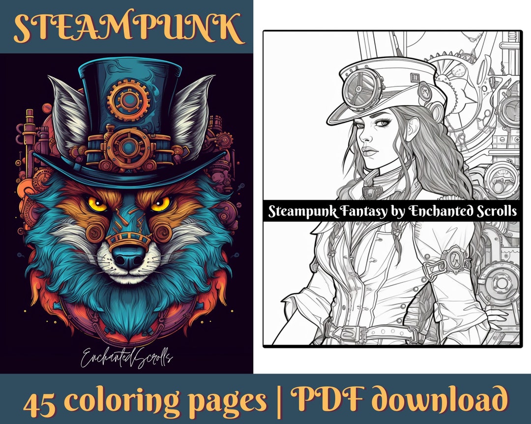 Steampunk Coloring Pages: Adult Coloring Book by Enchantedscrolls 45 ...