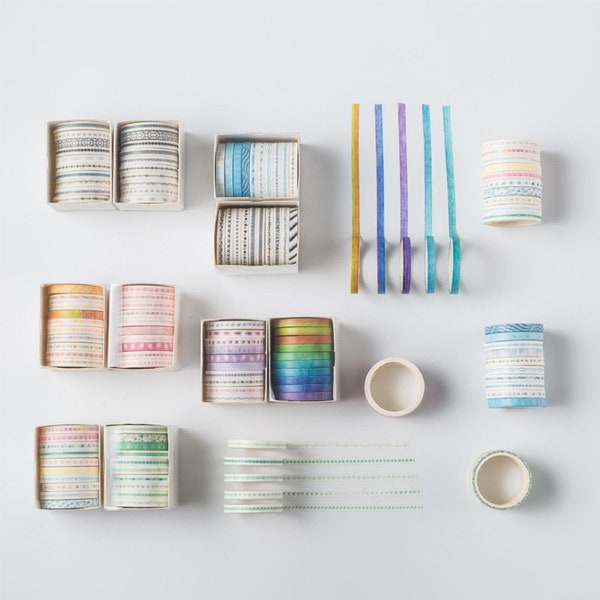 9 Styles Washi Tape Combo | 10pcs Assorted Colors | Washi Tape Set | Journal tape | Snail Mail Decor Tape |  5mm Wide | 2 Meters Length