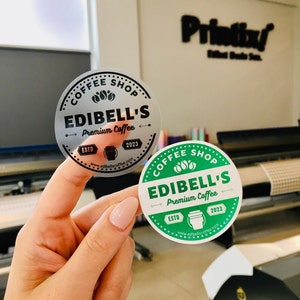 1000 pezzi 3" etichette in vinile trasparenti personalizzate / etichette personalizzate all'ingrosso / adesivi con logo trasparente / adesivi trasparenti per caffè / adesivi per tazze e bottiglie