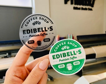 1000 Pieces 3&quot; Custom Clear Vinyl Label | Bulk Personalized Labels | Clear Logo Stickers | Coffee Clear Stickers | Bottle Cup Stickers