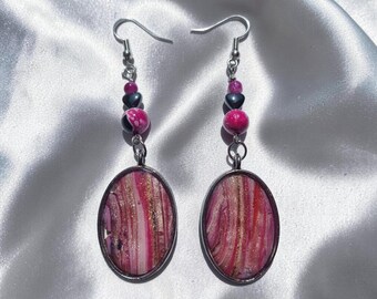 Pink polymer earrings