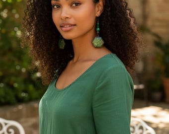 Green polymer earrings