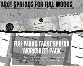 full moon tarot bundle | full moon tarot spread e-book | full moon tarot spread worksheets