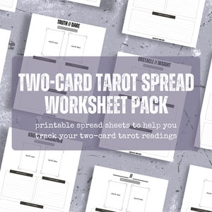 tarot printable two-card spread worksheets | tarot journal | tarot reading tracker | tarot spreads