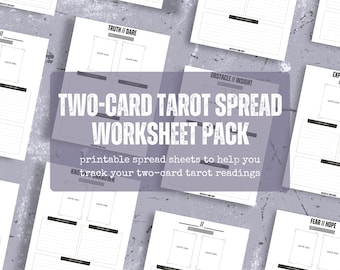 tarot printable two-card spread worksheets | tarot journal | tarot reading tracker | tarot spreads