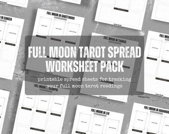 full moon tarot card spread worksheets | printable tarot spreads | full moon tarot spreads | three-card tarot spreads