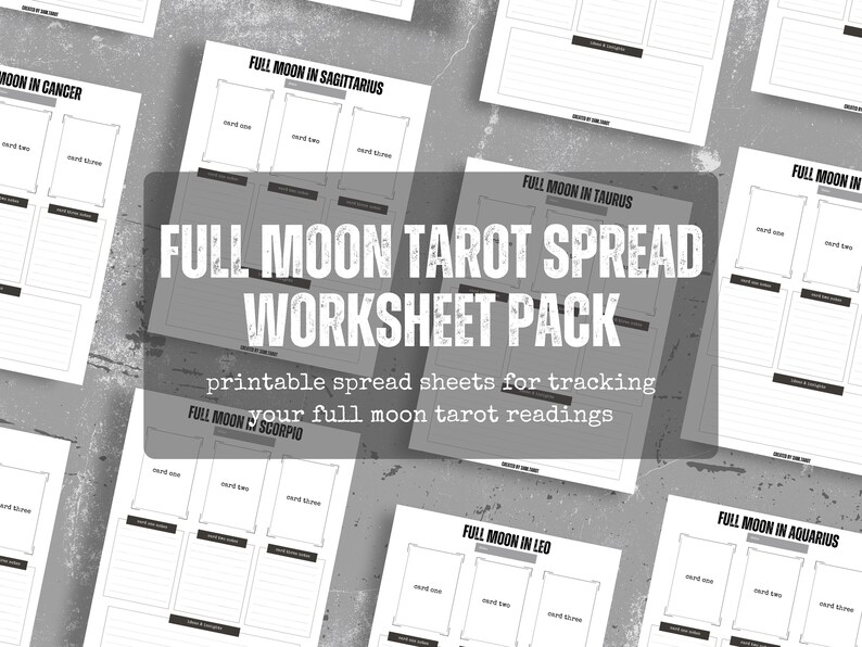 Full Moon Tarot Card Spread Worksheets | Printable Tarot Spreads | Full ...