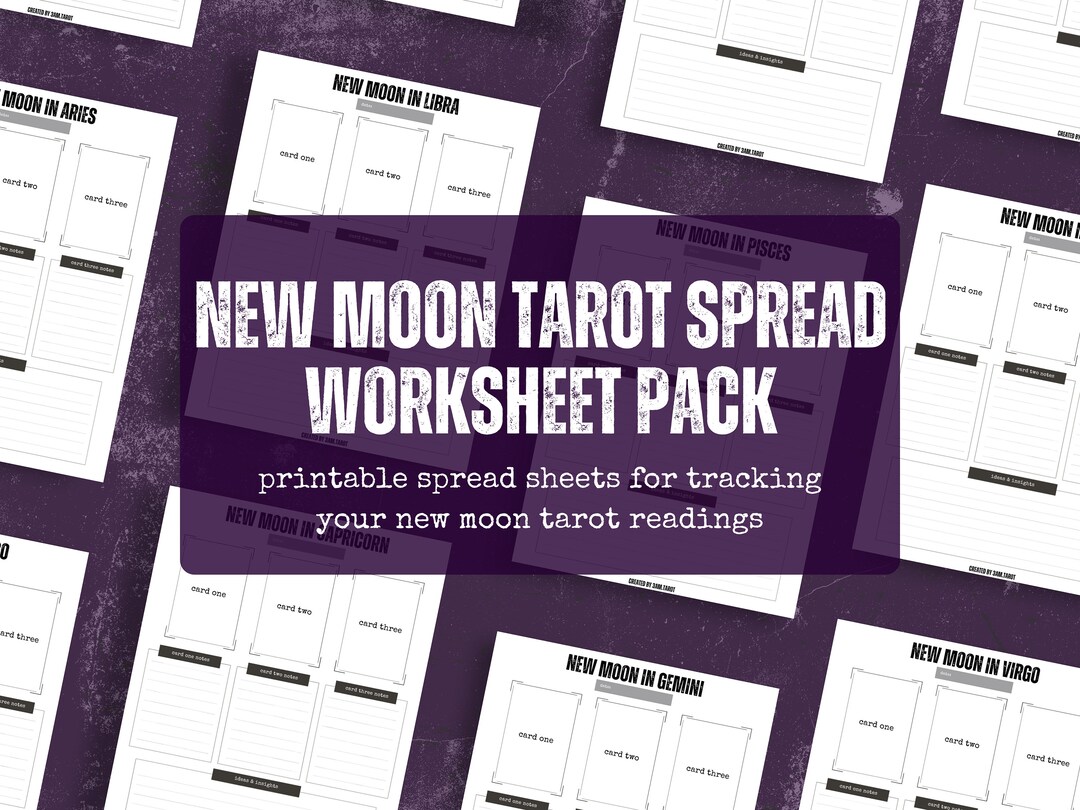 New Moon Tarot Card Spread Worksheets | Printable Tarot Spreads | New ...