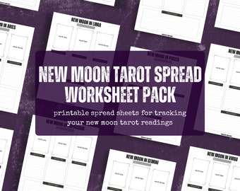 new moon tarot card spread worksheets | printable tarot spreads | new moon tarot spreads | three-card tarot spreads