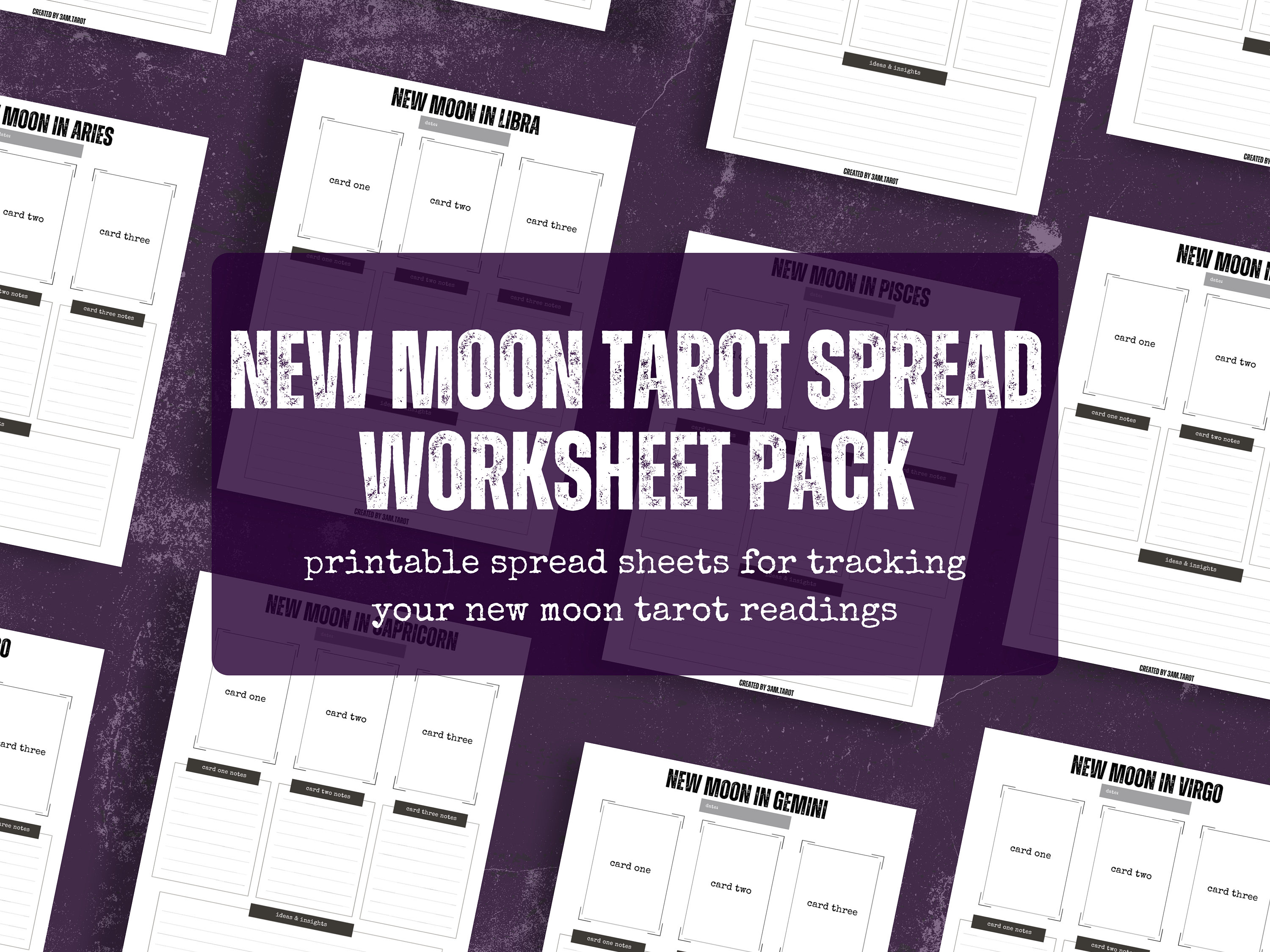 New Moon Tarot Card Spread Worksheets | Printable Tarot Spreads | New ...