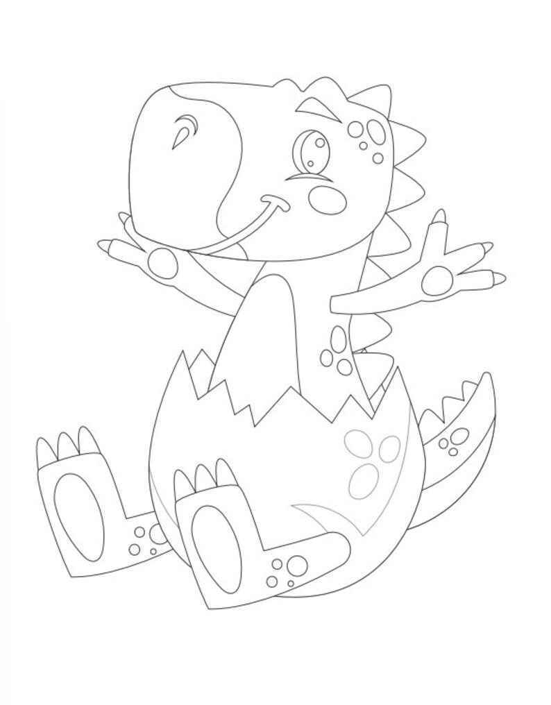 10 Digital Baby Dinosaur Coloring Pages for Kids, Dinosaur Activities ...