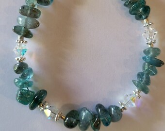 Bracelet Apatite Gemstone and Crystal Handmade Beaded Bracelet