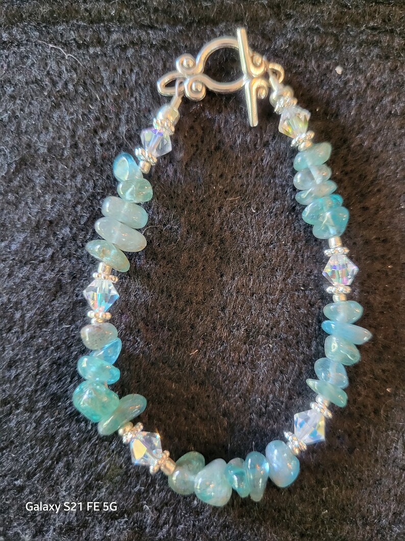 Bracelet Apatite Gemstone and Crystal Handmade Beaded Bracelet image 6